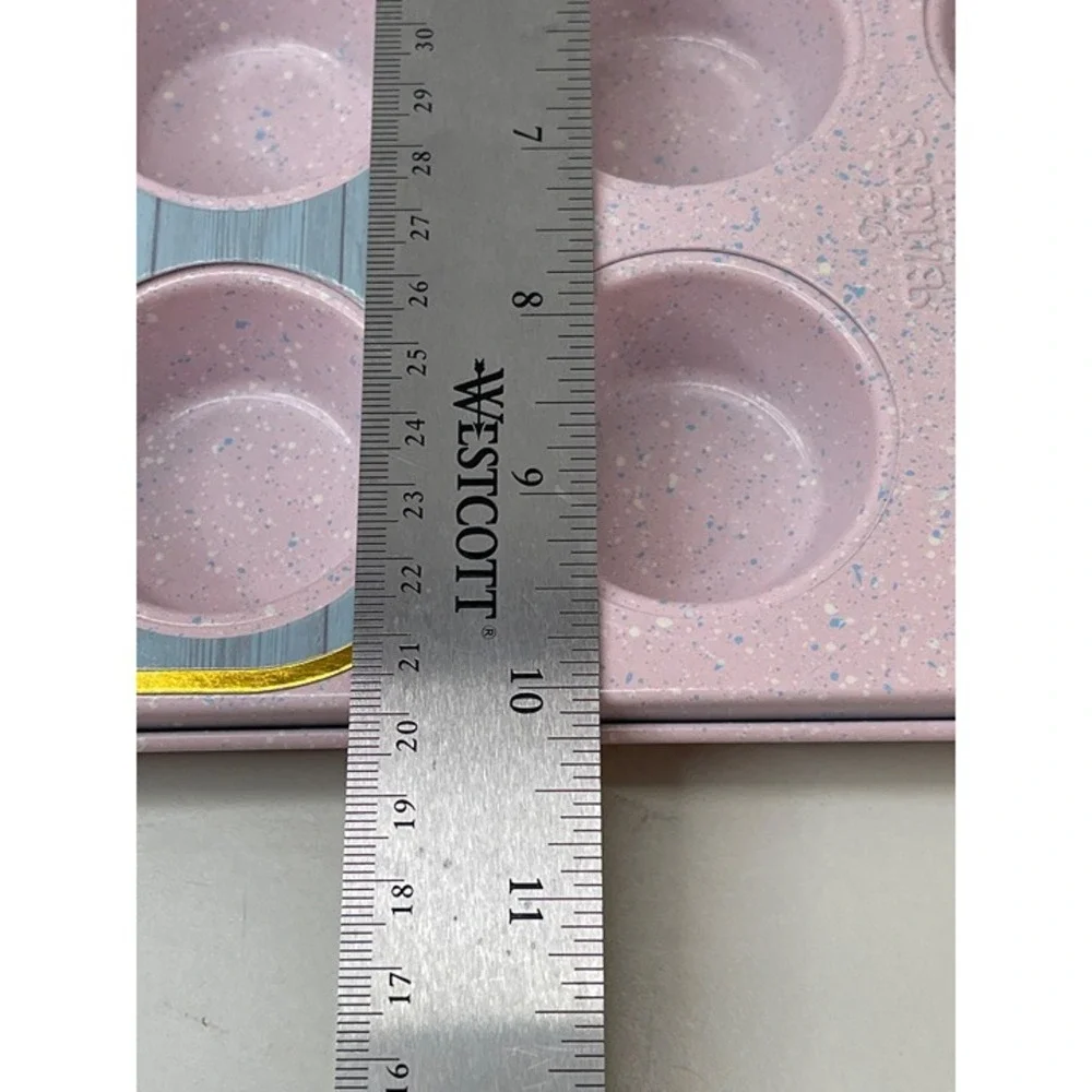 The Bakers Table 2 3/4 Inch 24 Cup Mini Muffin Pan Pink Spec. Durable‎ Non-Stick